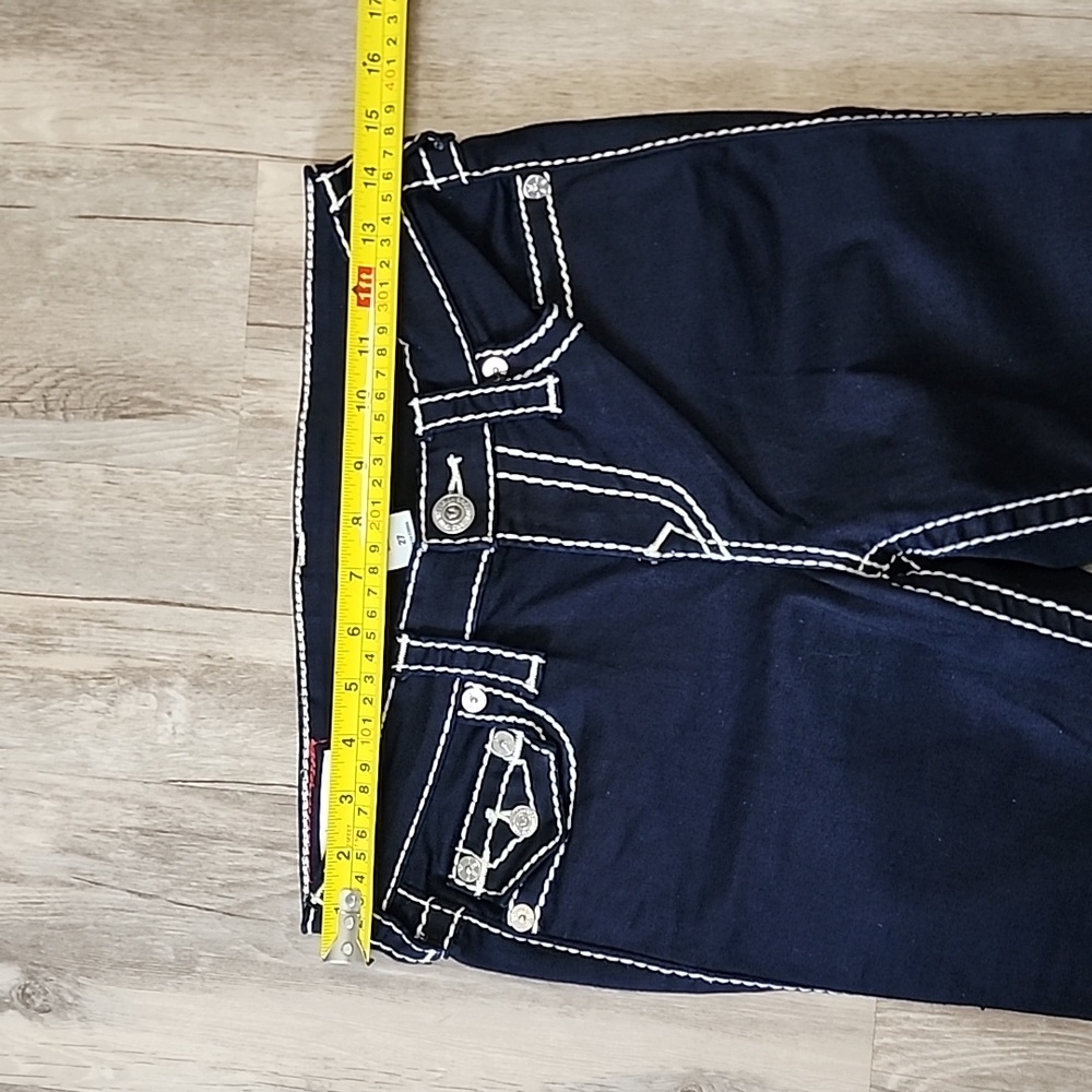 True Religion Billie Dark Blue Jeans with White Stitching, Mid-Rise, Size 27 - Picture 8 of 11